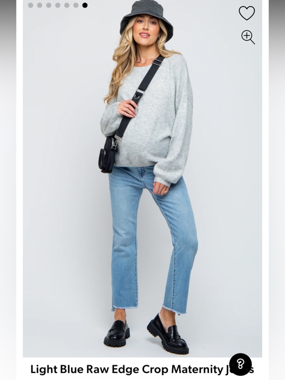 PINKBLUSH Light Blue Raw Edge Crop Maternity Jeans